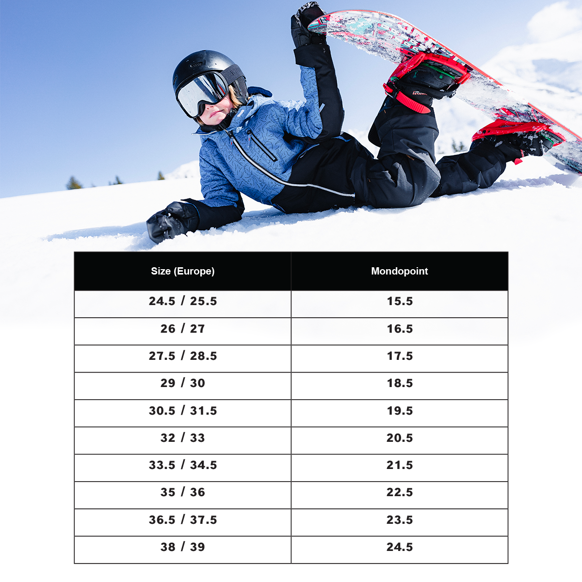boots snowboard enfant mondopoint