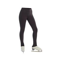 G&F Kunstschaatsen broek meisjes dames hoge stretch warme schaatsen broek over de laars voet schaatsen panty met fleece voering (kleur: zwart, maat: 3XS