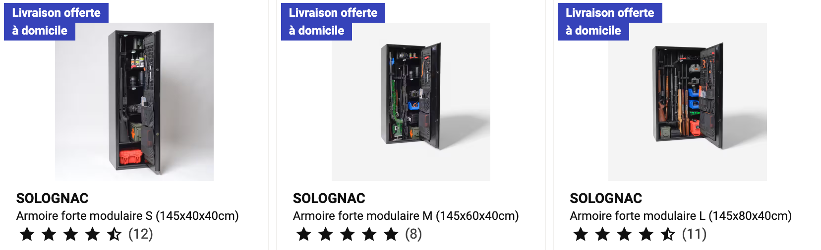 La gamme d'armoires fortes modulaires Solognac