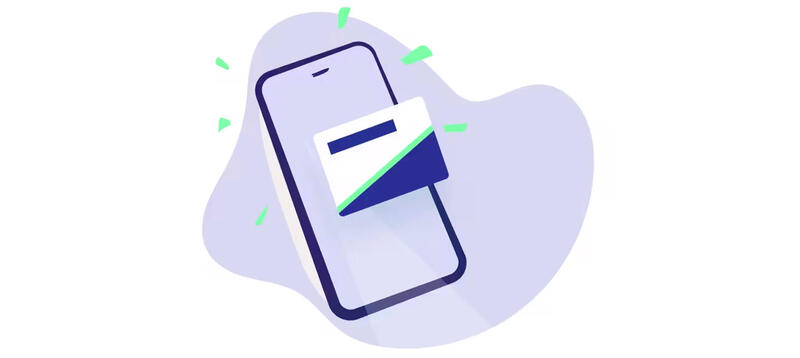 Illustrazione di una carta regalo che esce dallo schermo di un cellulare