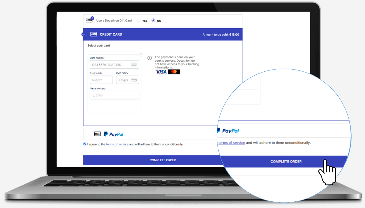 Proceed with payment and Complete Order