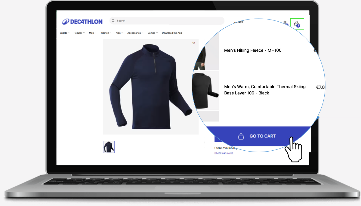 Click on Go to cart
