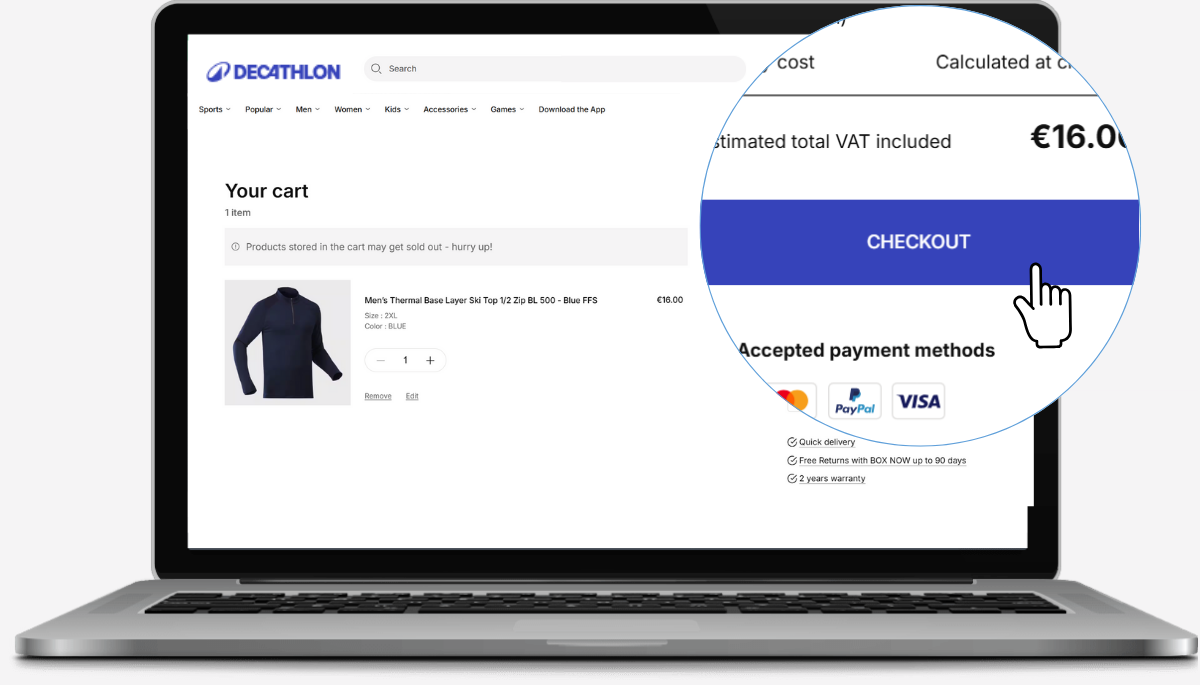 Check your order and press Checkout