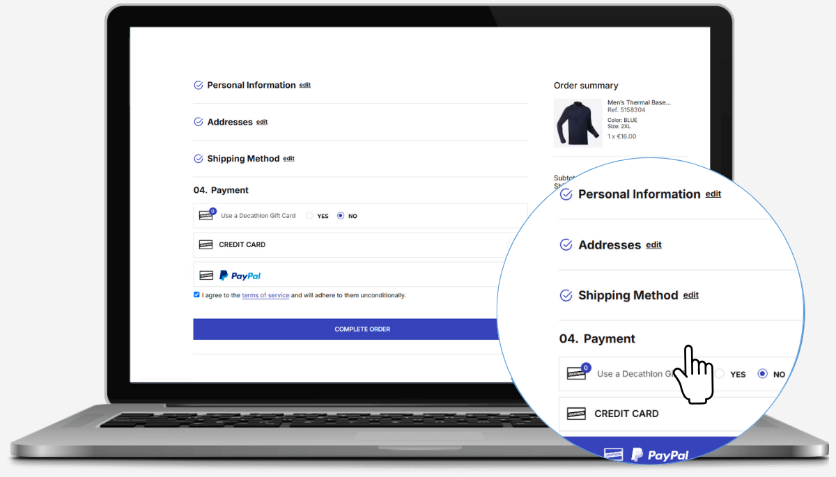Select payment method and Continue
