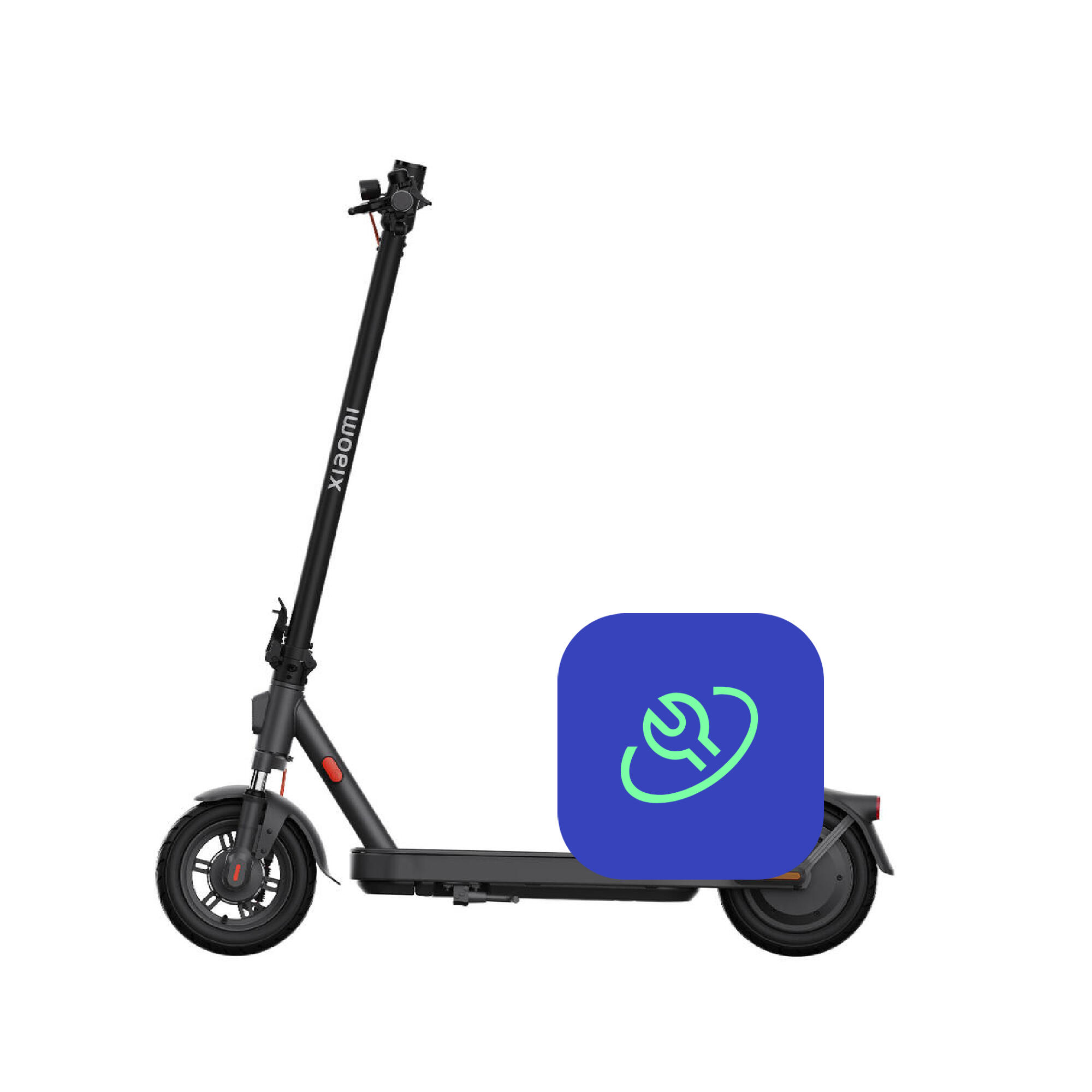 Ein Scooter mit einem darüber liegenden Icon für Werkstattservice.