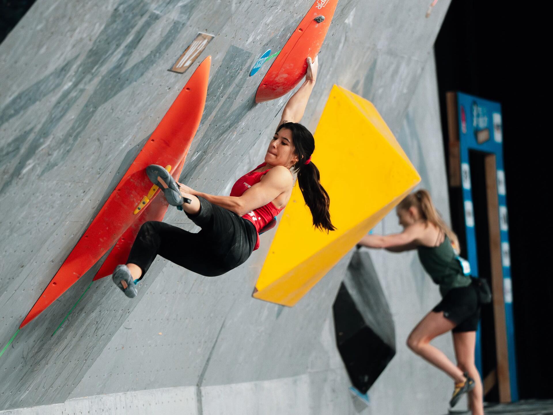 Woman  climbing moutains