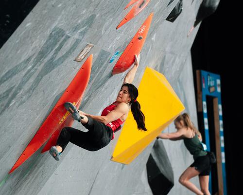 Woman  climbing moutains