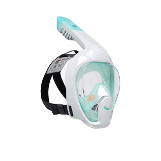 Celoobrazna in udobna otroška maska za snorklanje Subea Easybreath, turkizno zelena