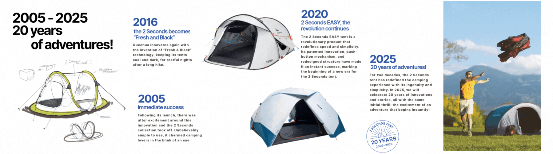 Short history of 2 seconds tent