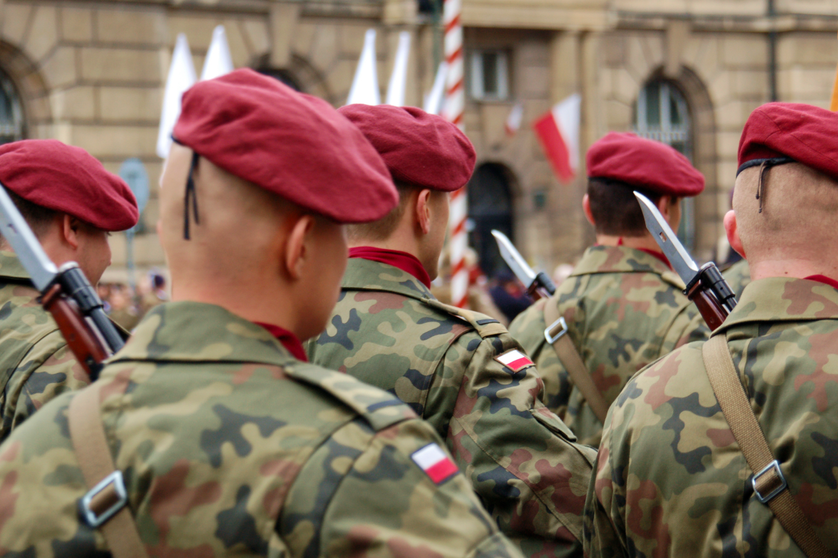 Żołnierze stojący w szeregach