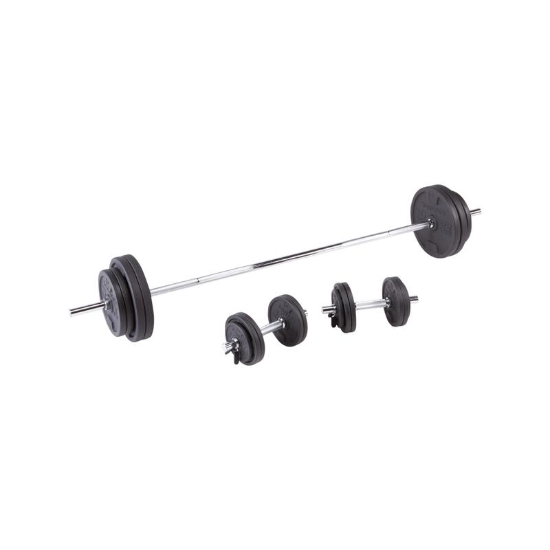 Barre De Musculation DOMYOS Avec Coffret Et Disques - Occasion