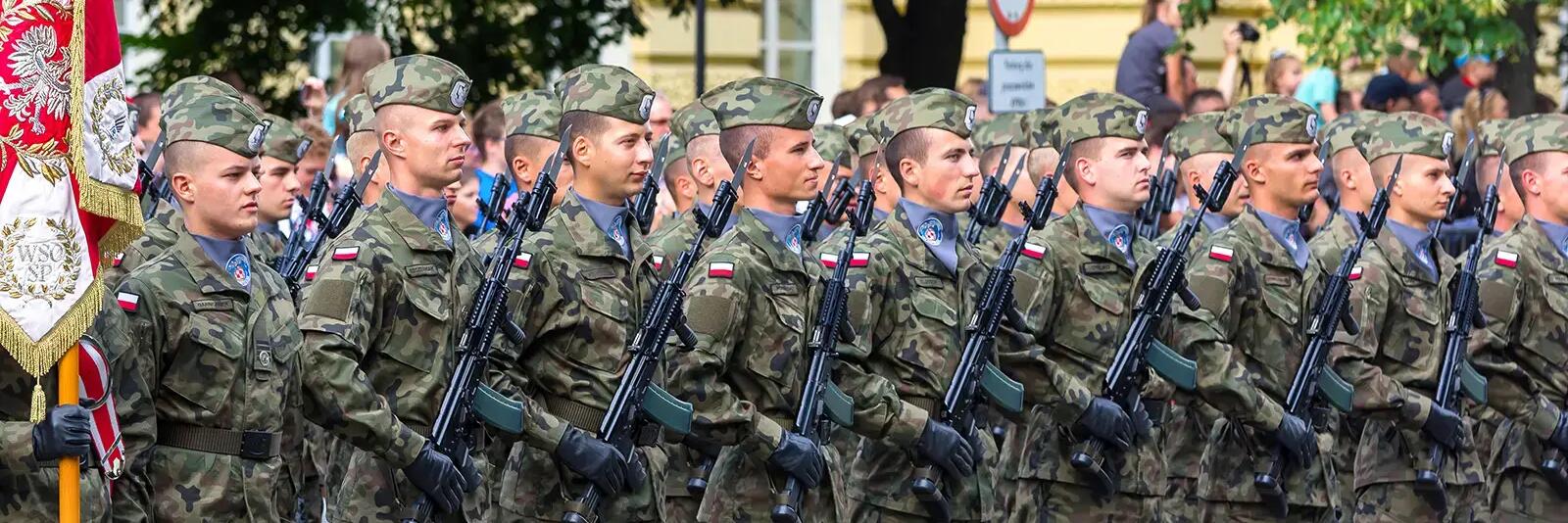 Żołnierze stojący w szeregach