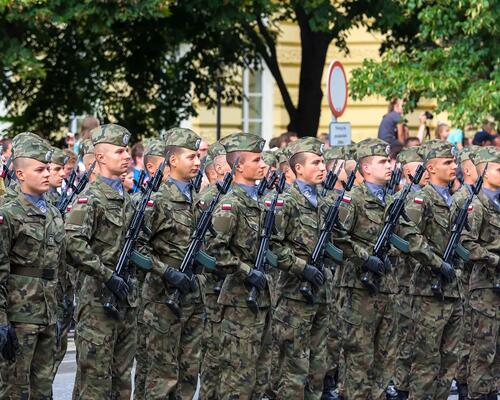 Żołnierze stojący w szeregach