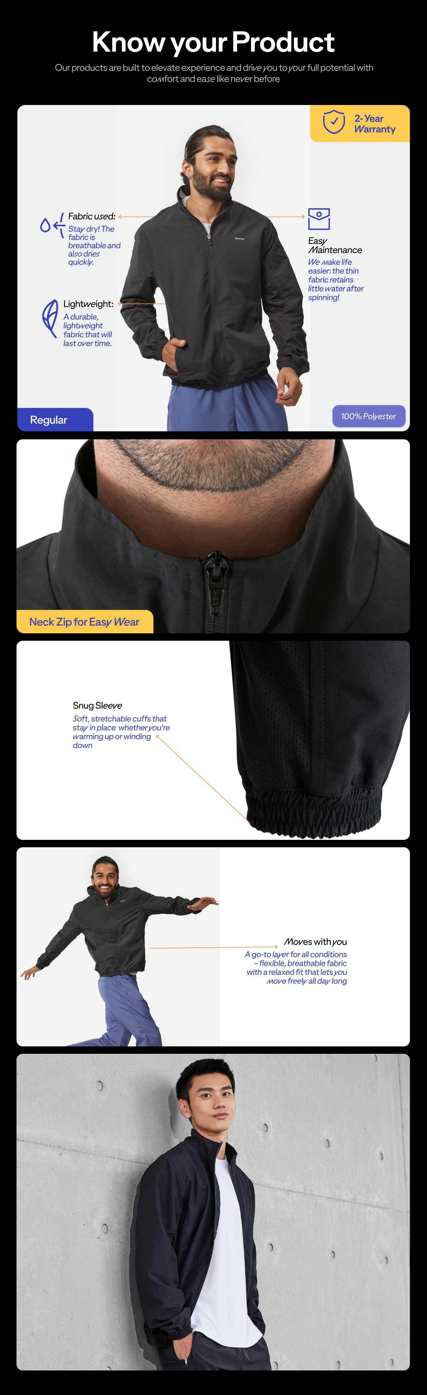 Men Fitness Tracksuit Jacket with Moisture Management FJA 100