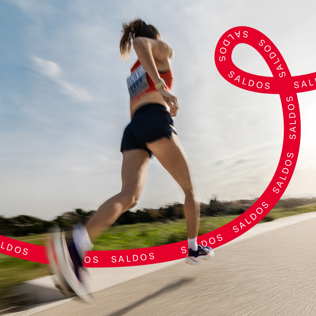 Mulher a correr, saldos até -60%