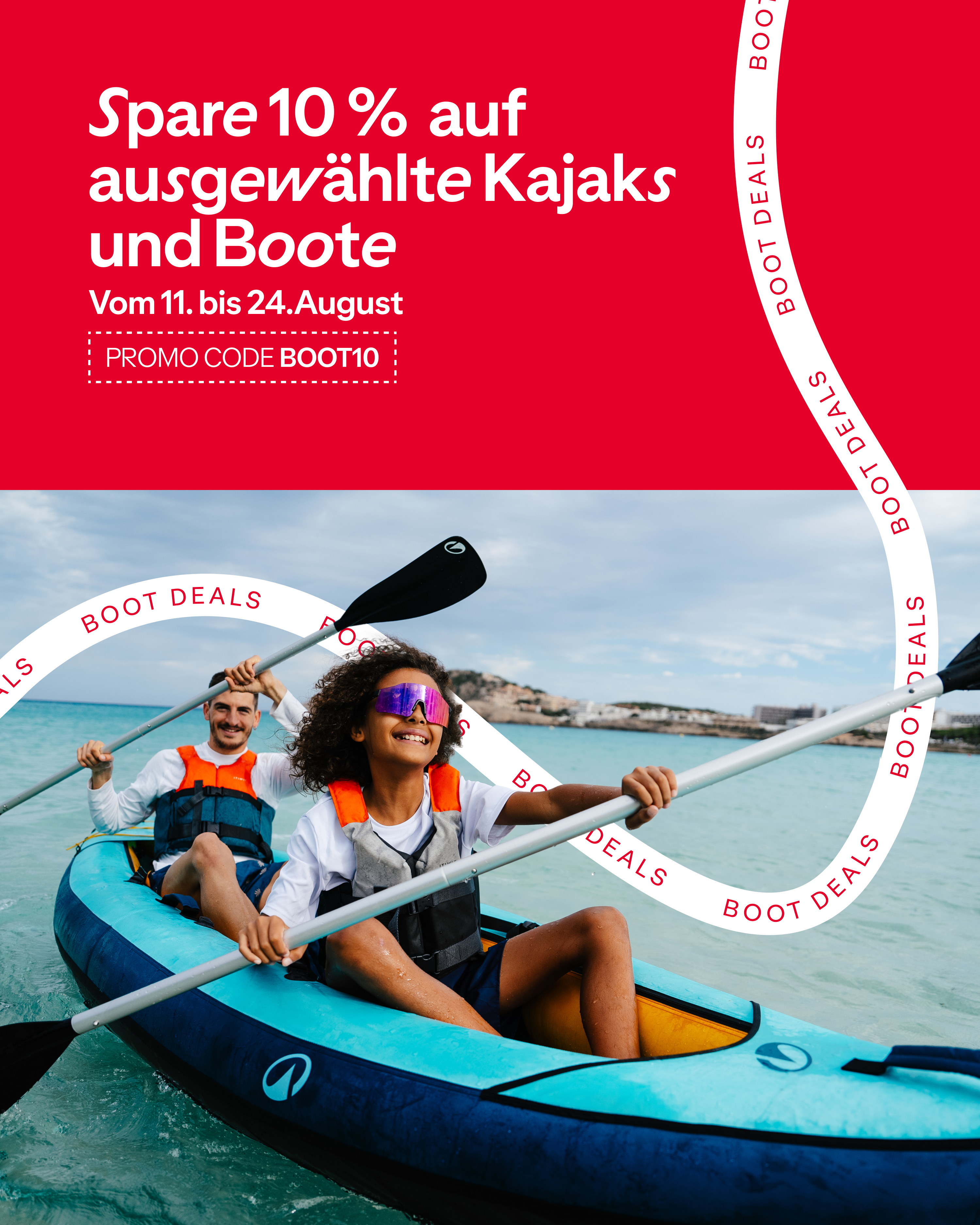 Spare 10% auf ausgewählte Kajaks und Boote vom 11.-24. August mit dem Promocode BOOT10