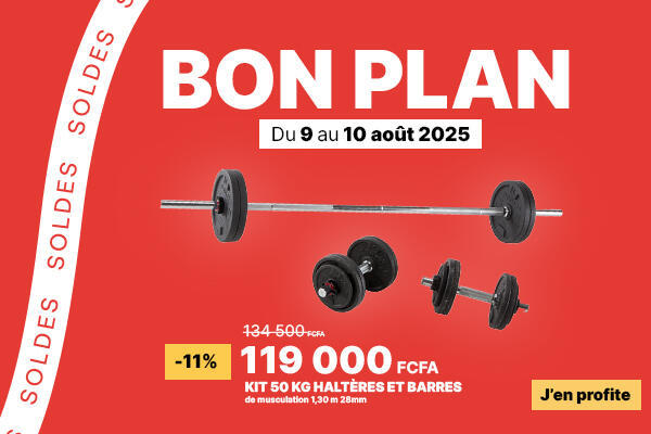Kit 50 kg haltères et barres de musculation