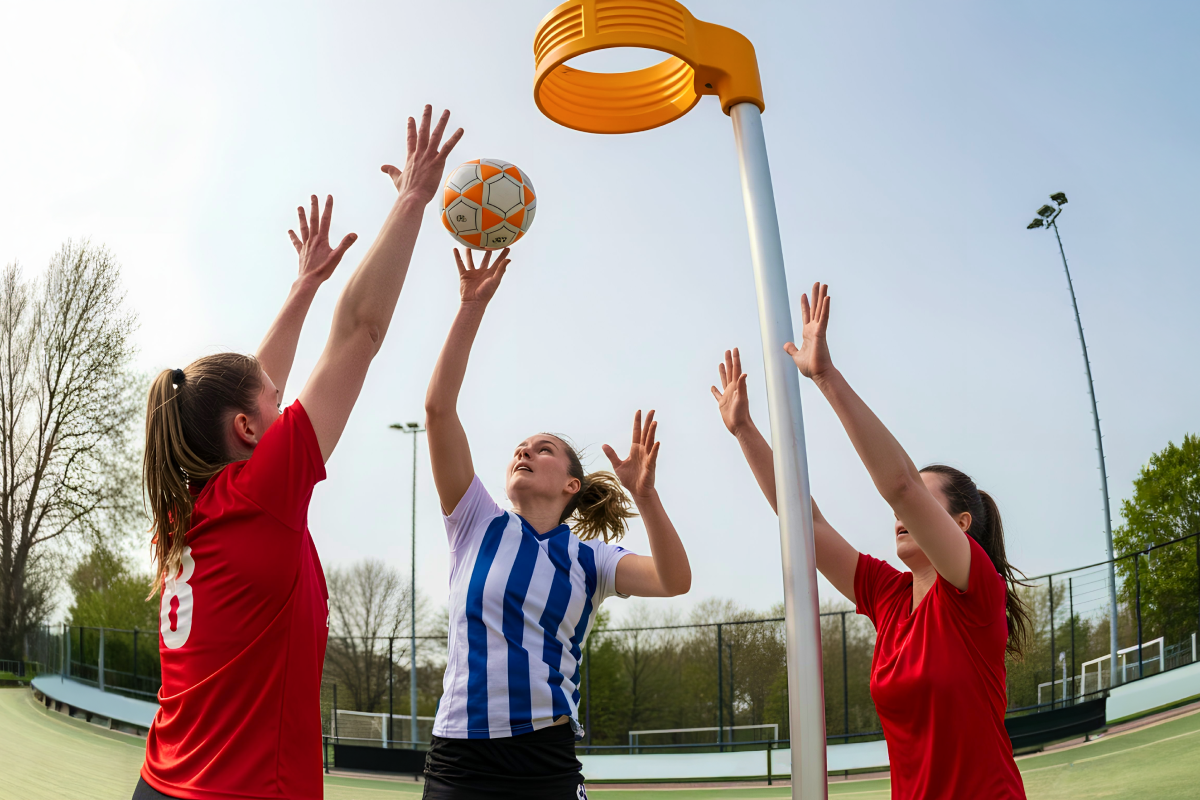 Dziewczyny grające w korfball na boisku