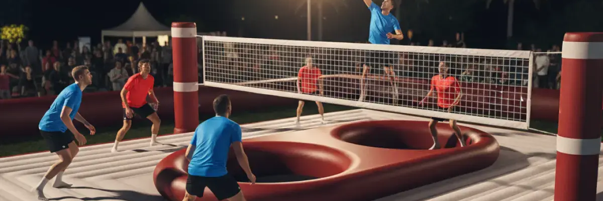 Mężczyźni grający w bossaball