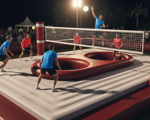 Mężczyźni grający w bossaball