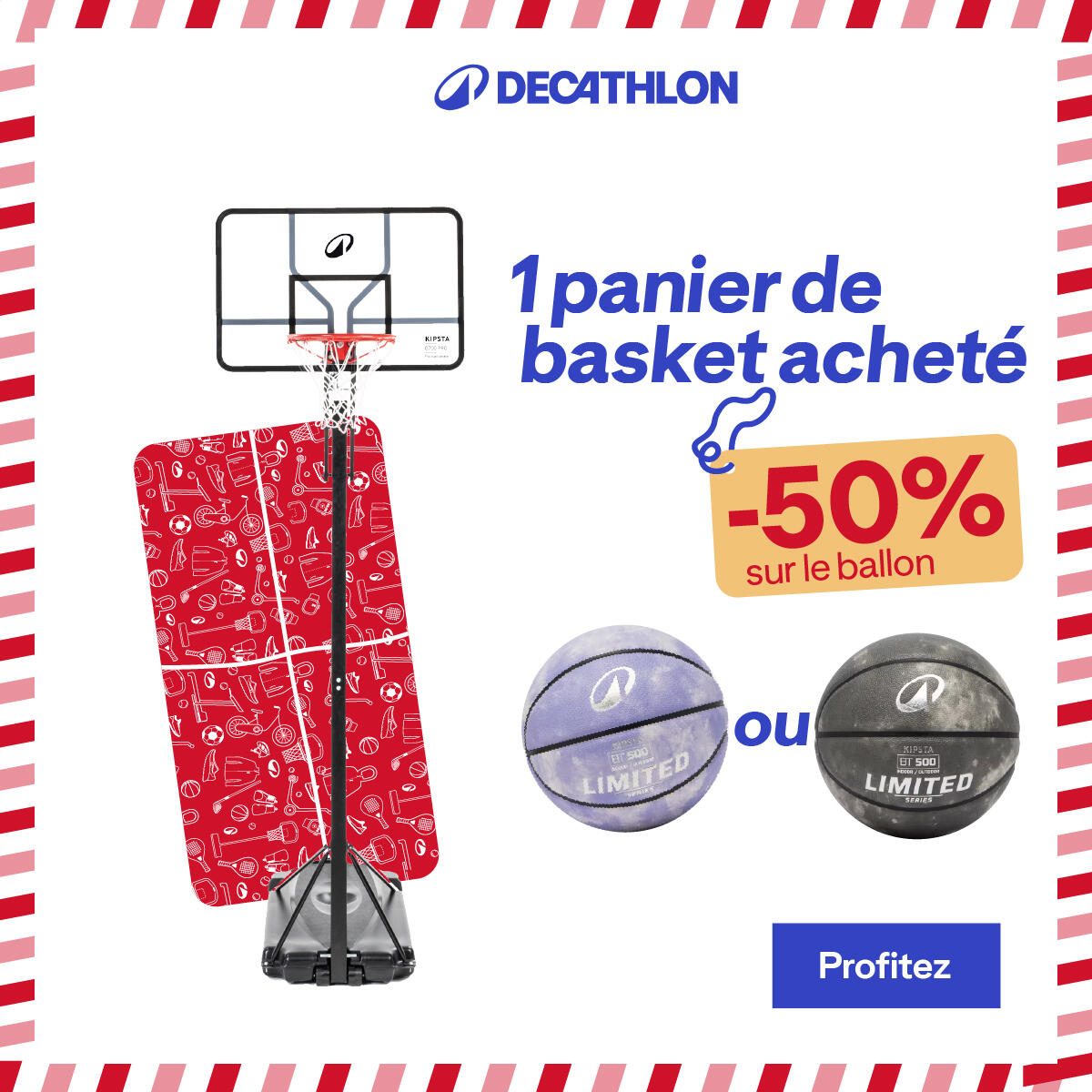 Kit panier de basket acheté 50% sur le ballon