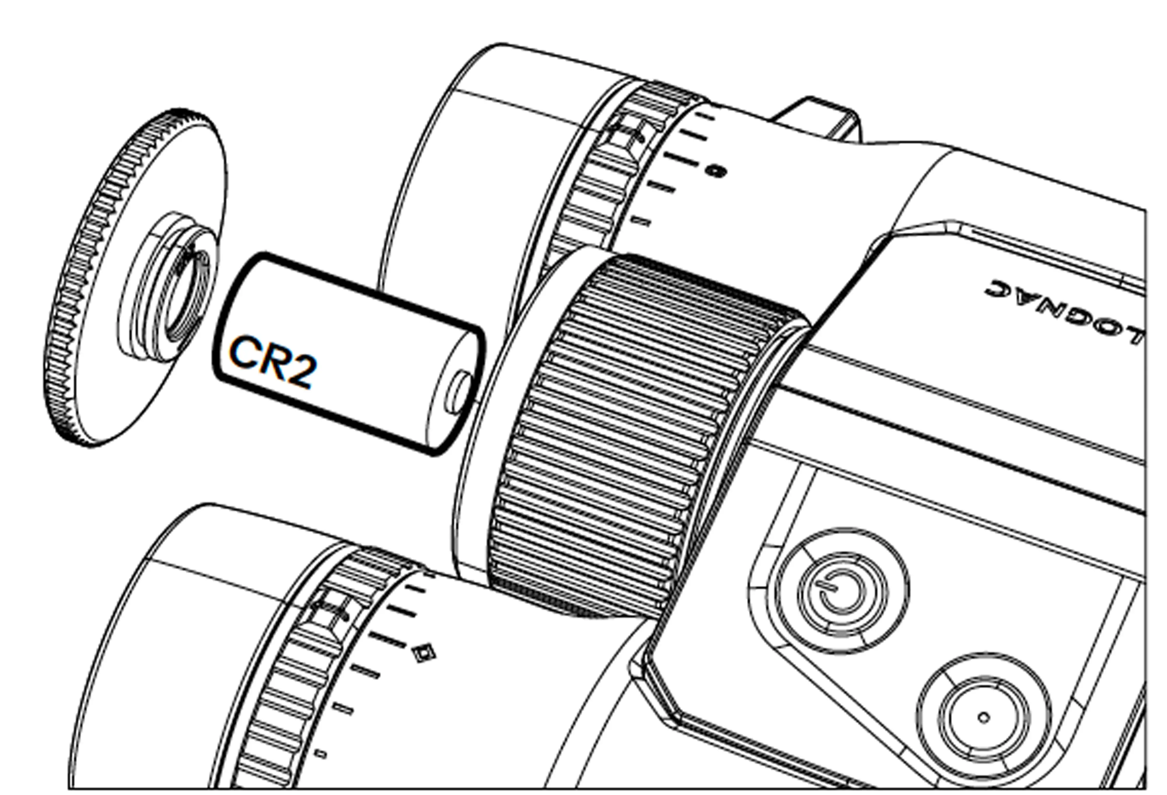 Schéma d'installation de la pile pour mettre en marche les jumelles LRF 1000M