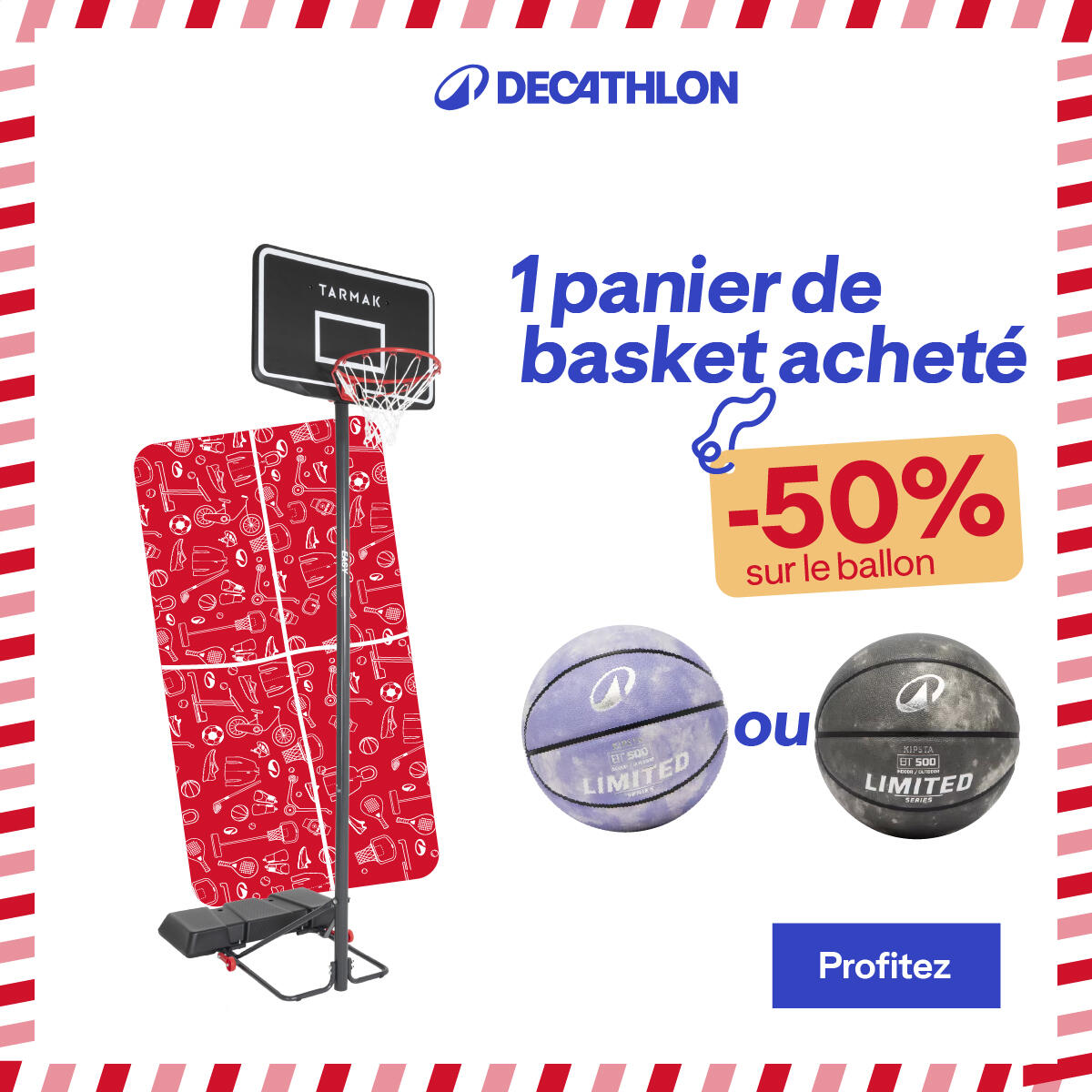Kit panier de basket acheté 50% sur le ballon