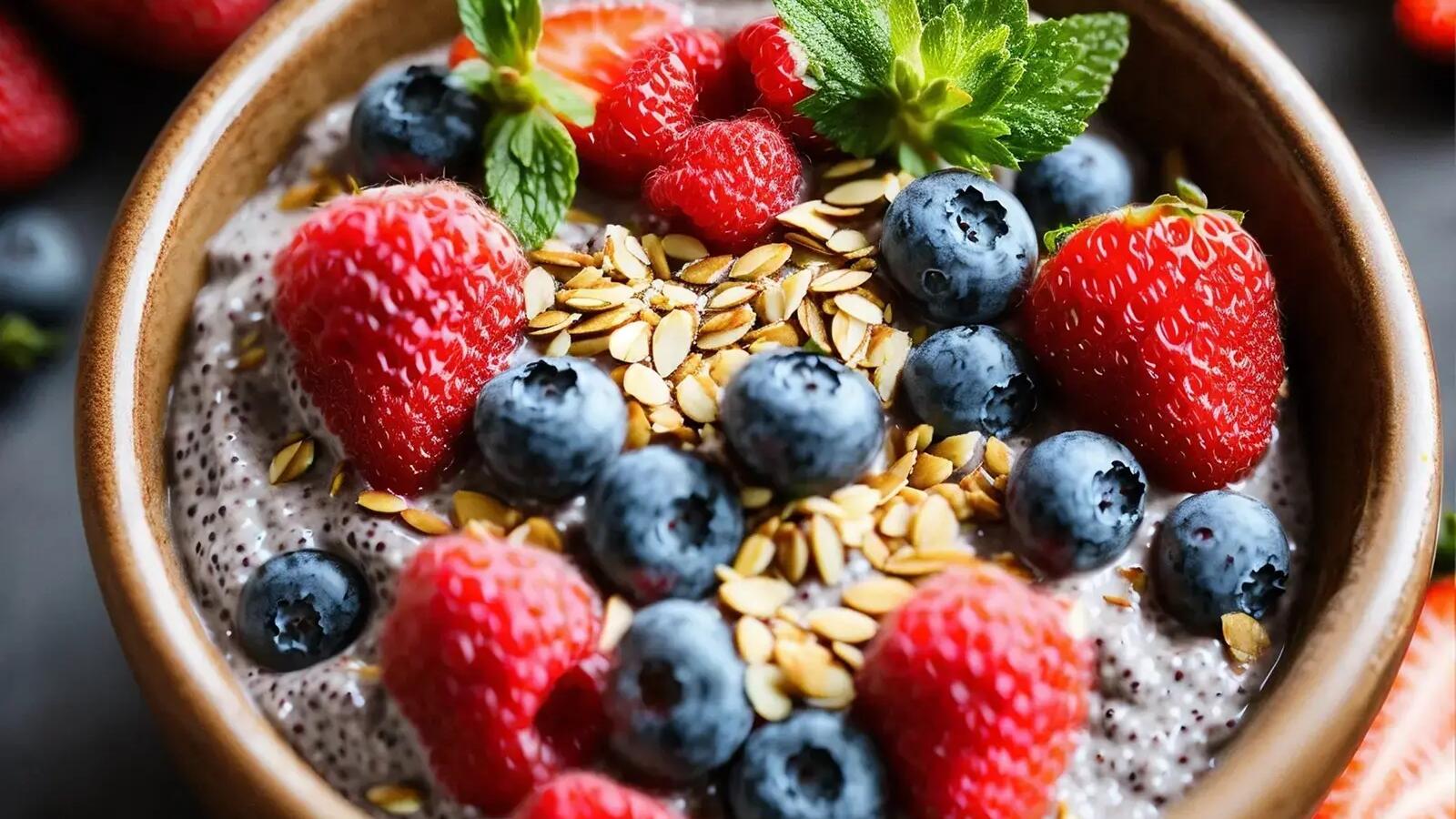 Pudding chia z owocami i ziarnami