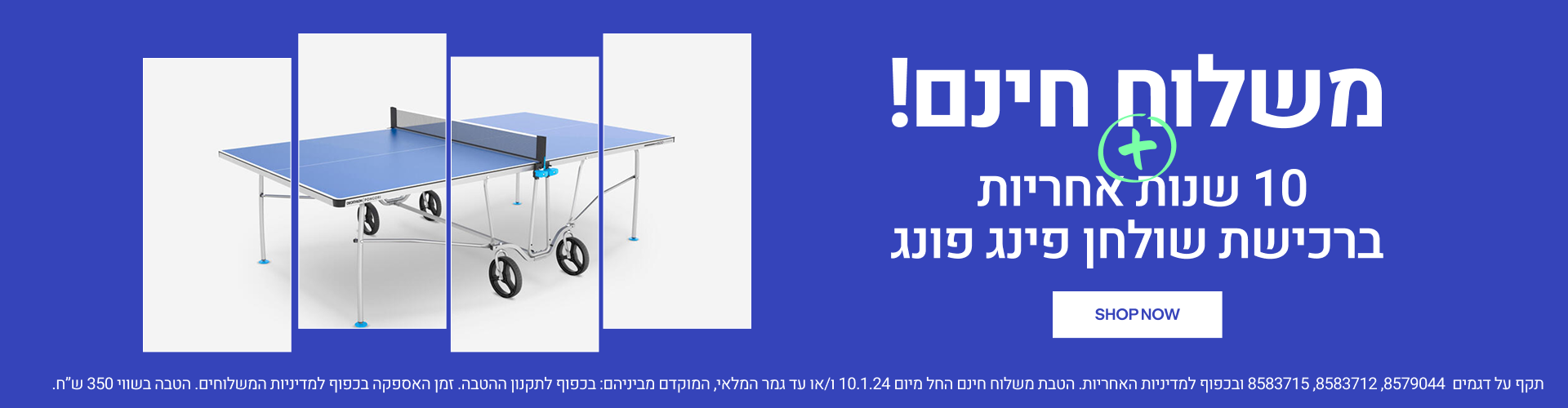באנר פינג פונג במשלוח חינם