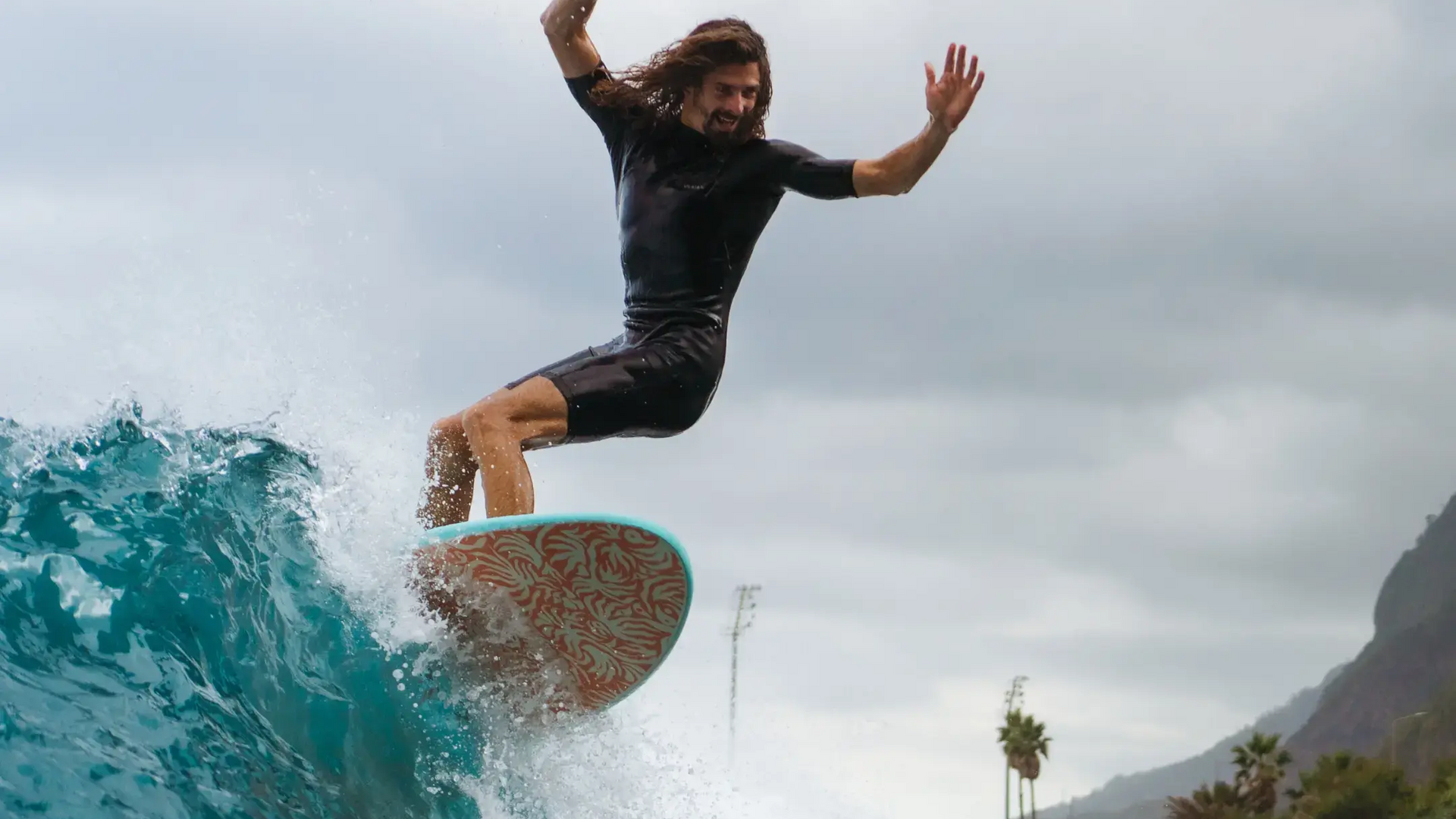 Foam surfboard 6'6 swallow tail 55L - turquoise