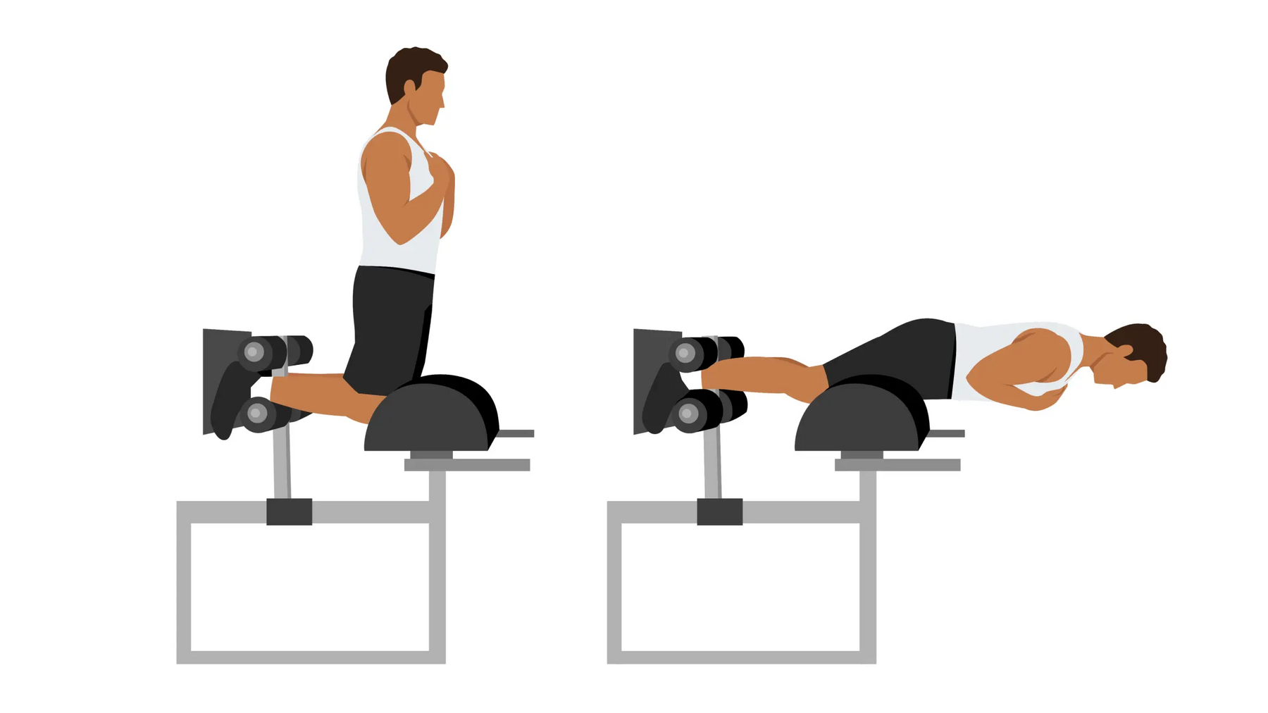 Ilustracja przedstawiająca jak wykonać glute ham raise