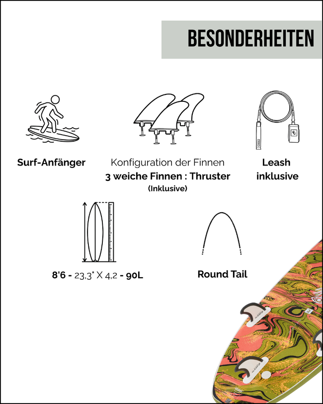 Surfboard Schaumstoff 8'6" ‒ 500 