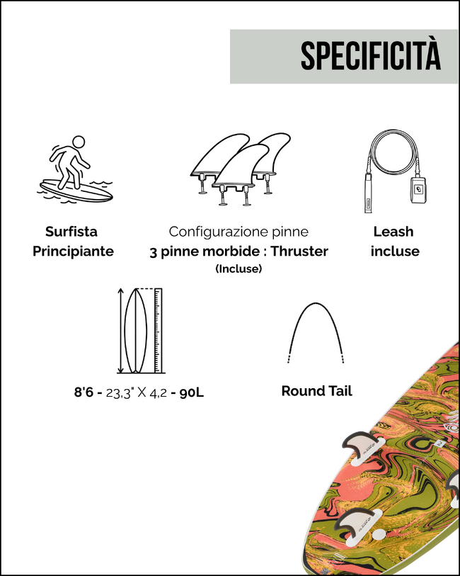 Tavola surf schiuma 8'6" - 500