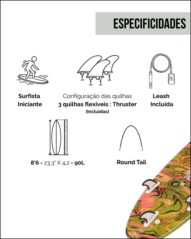Prancha de Surf em Espuma 8'6" 500