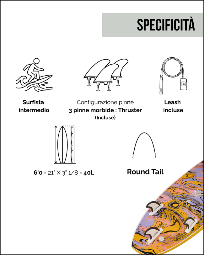 Tavola surf schiuma 6' - 500
