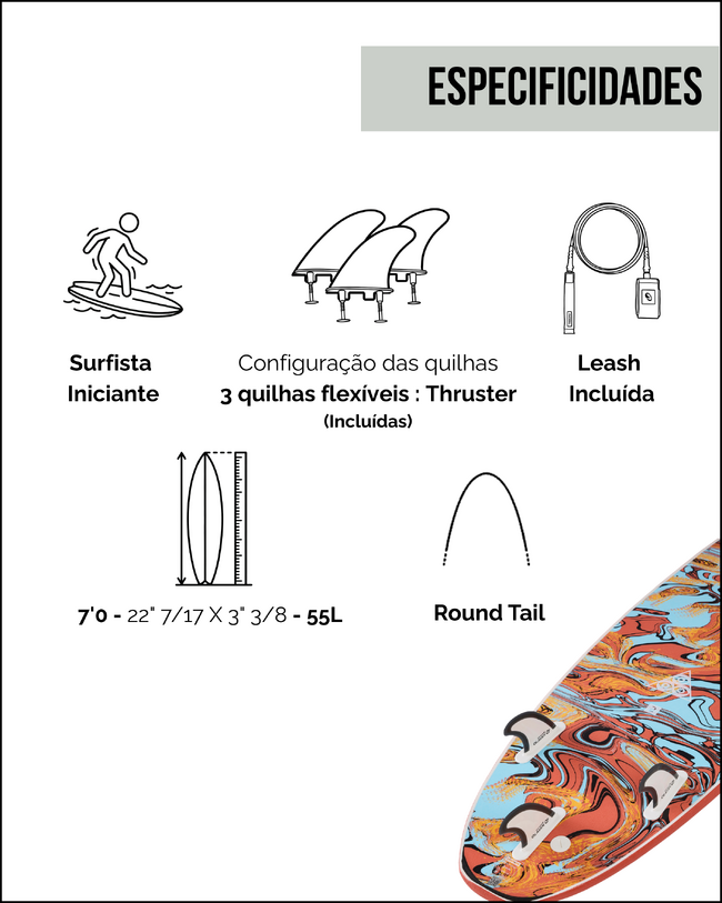 Prancha de Surf em Espuma 7" 500