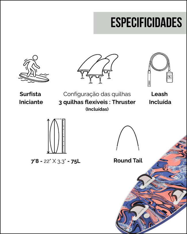 Prancha de Surf em Espuma 7'8" 500