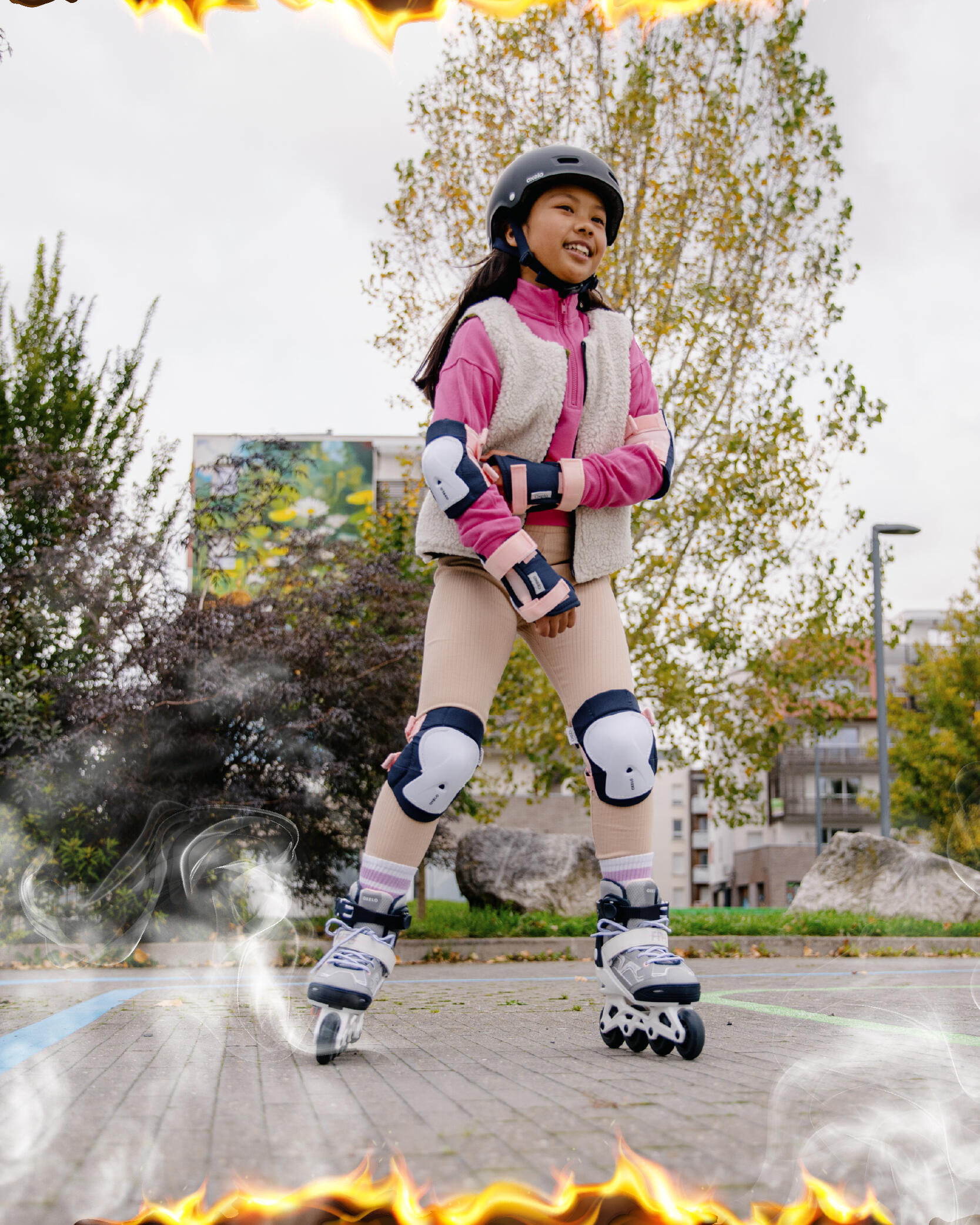 Patines en línea para niños Oxelo Fit 3 gris rosado