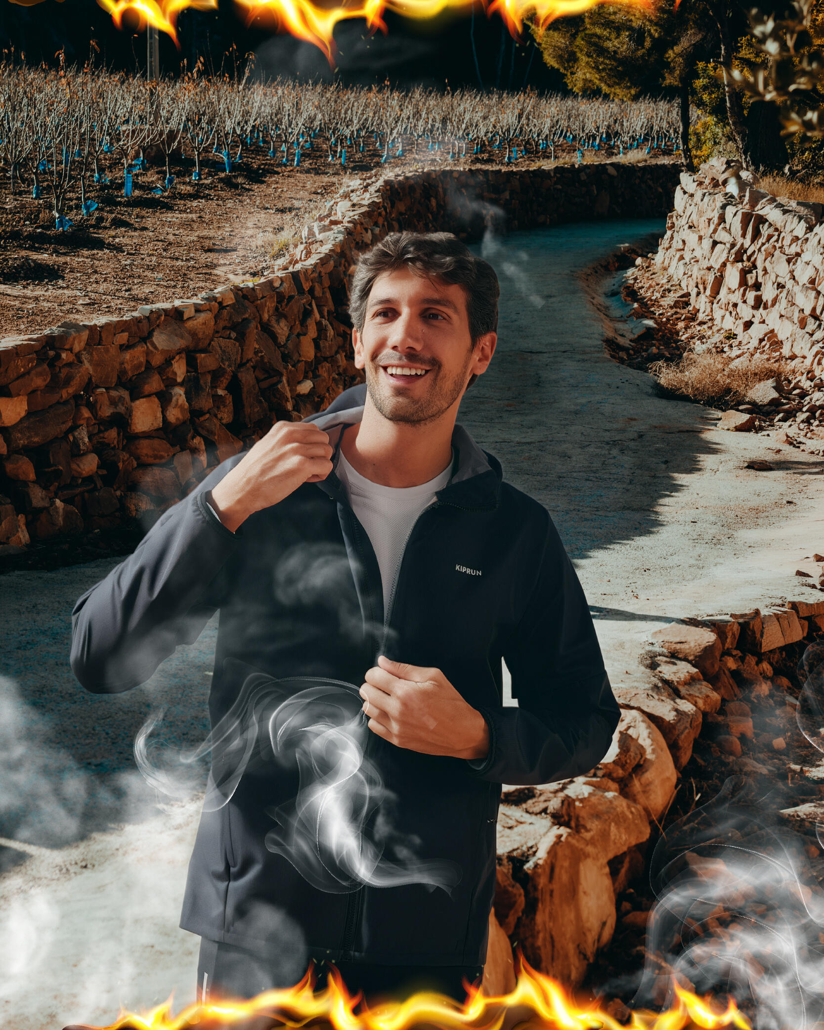 Chaqueta impermeable Run 100 hombre negra