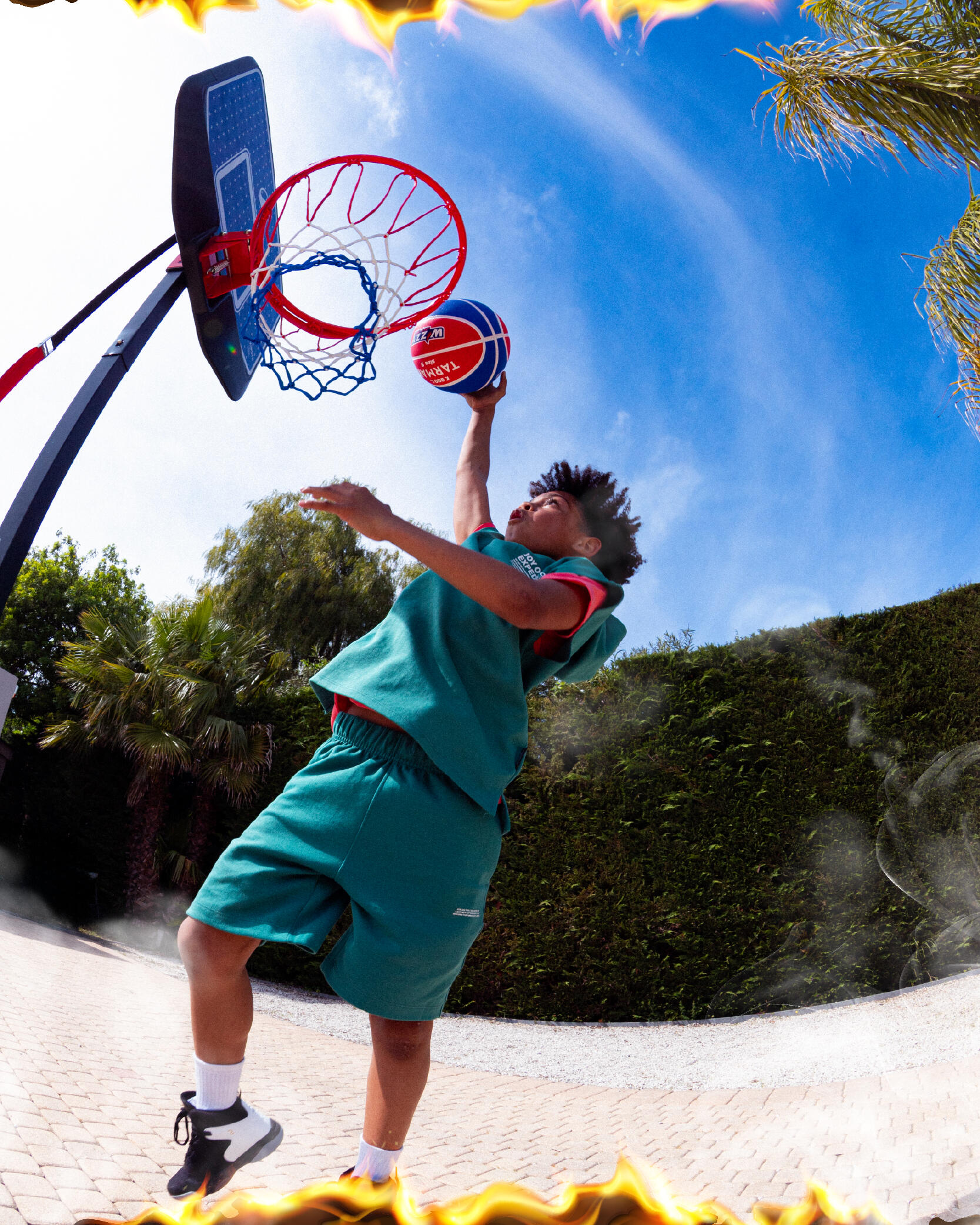 Canasta de baloncesto niños con pie regulable 1,60 a 2,20 m - K900 V2 azul negro
