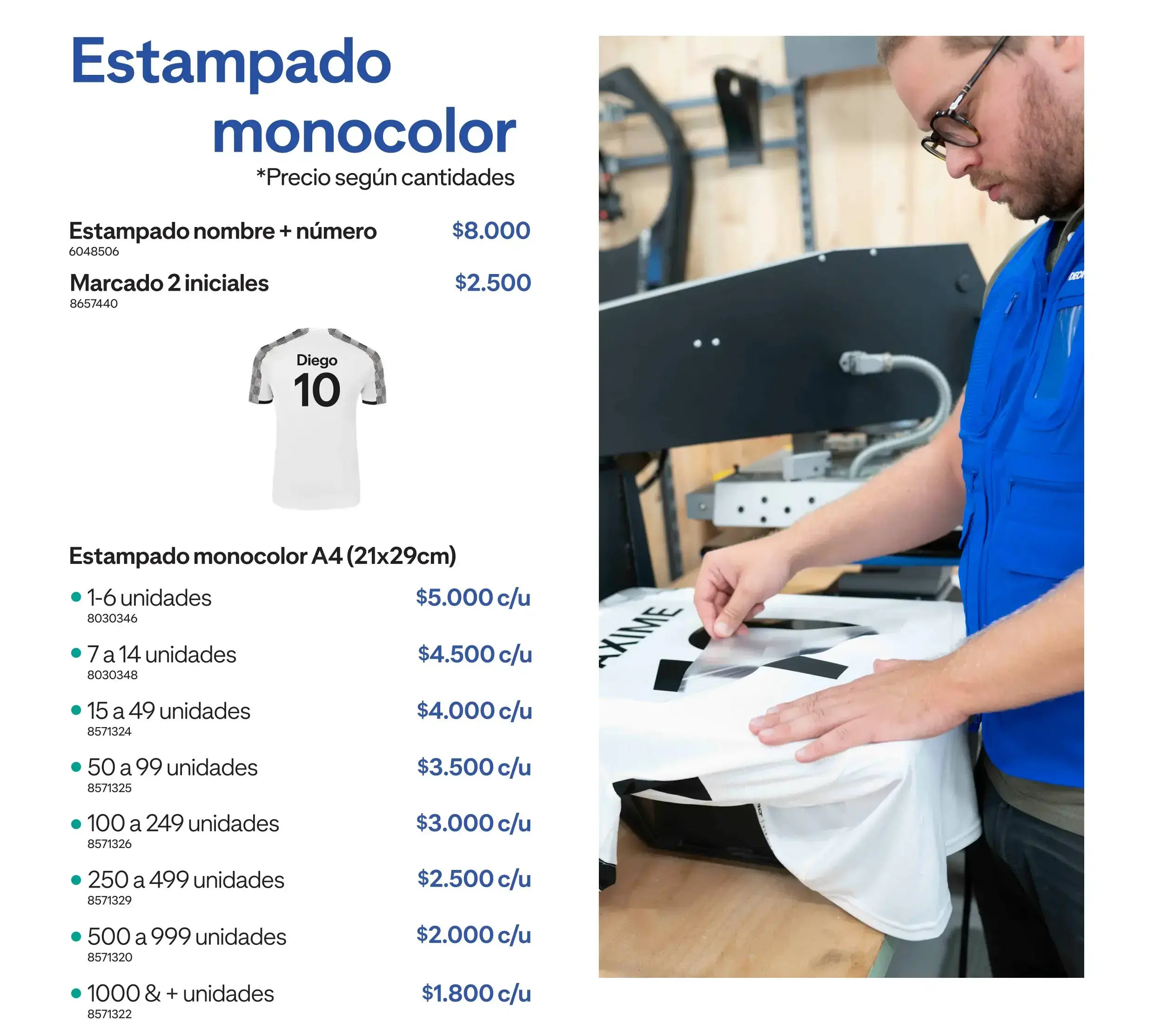 Precios Estampado Monocolor