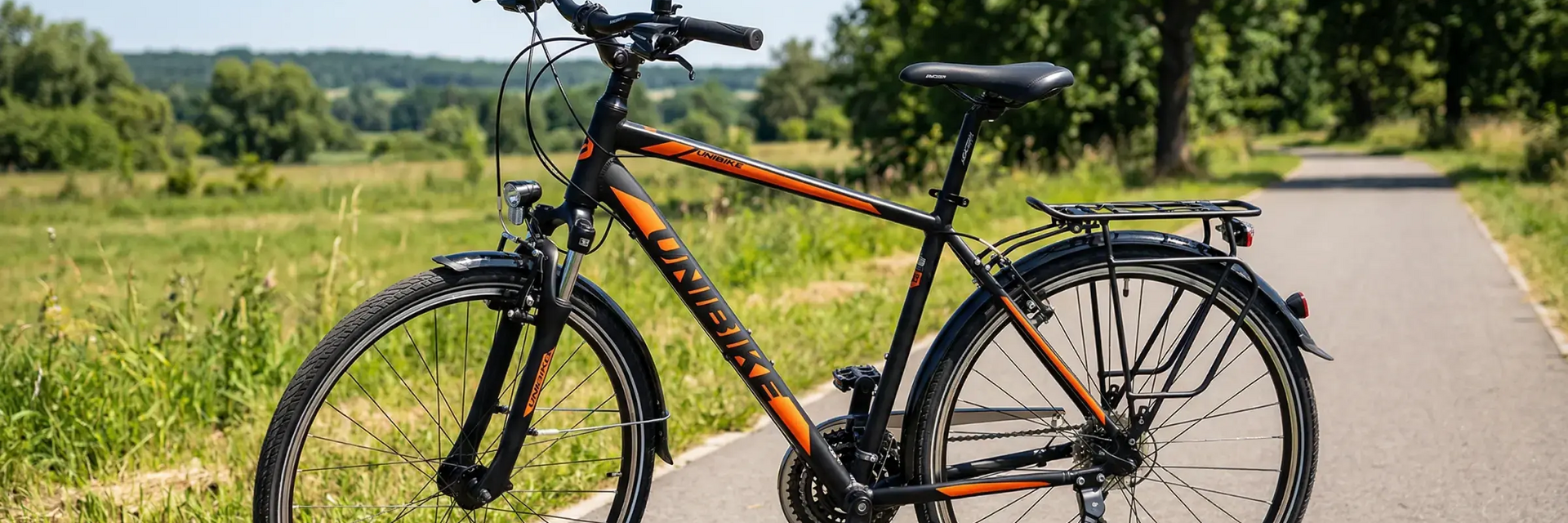 Rower Unibike stojący na ścieżce