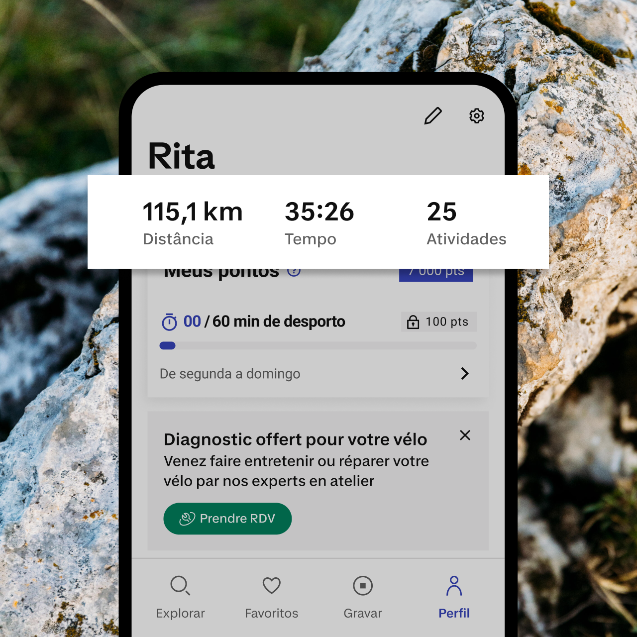 Ver a função de atividades na app