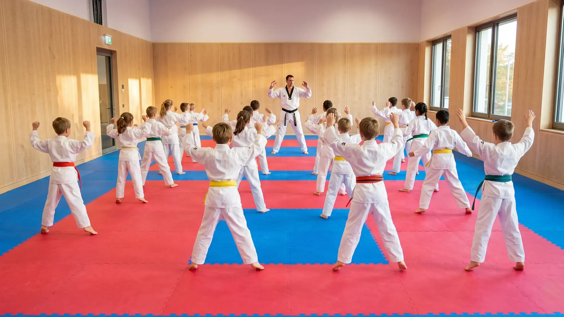 Dzieci na zajęciach z taekwondo