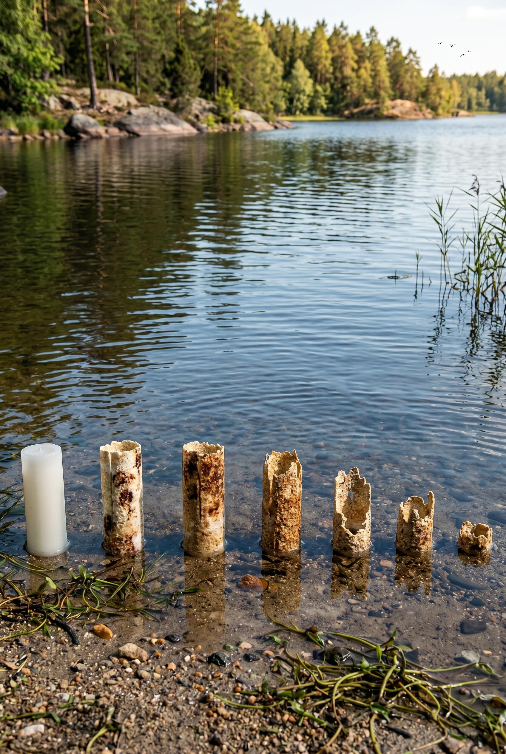 Label Tracecare : bourre qui se dégrade au fil du temps dans l'eau