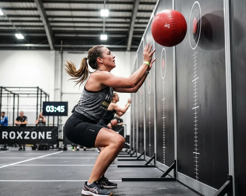 Kobieta wykonująca ćwiczenie wall balls