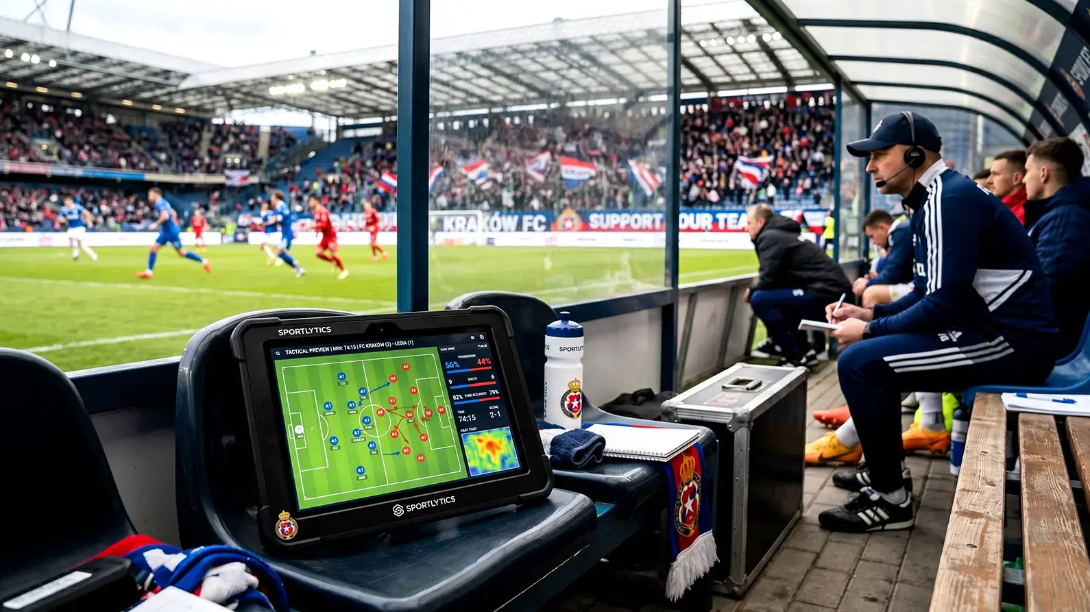 Monitor z rozstawieniem piłkarzy na boisku
