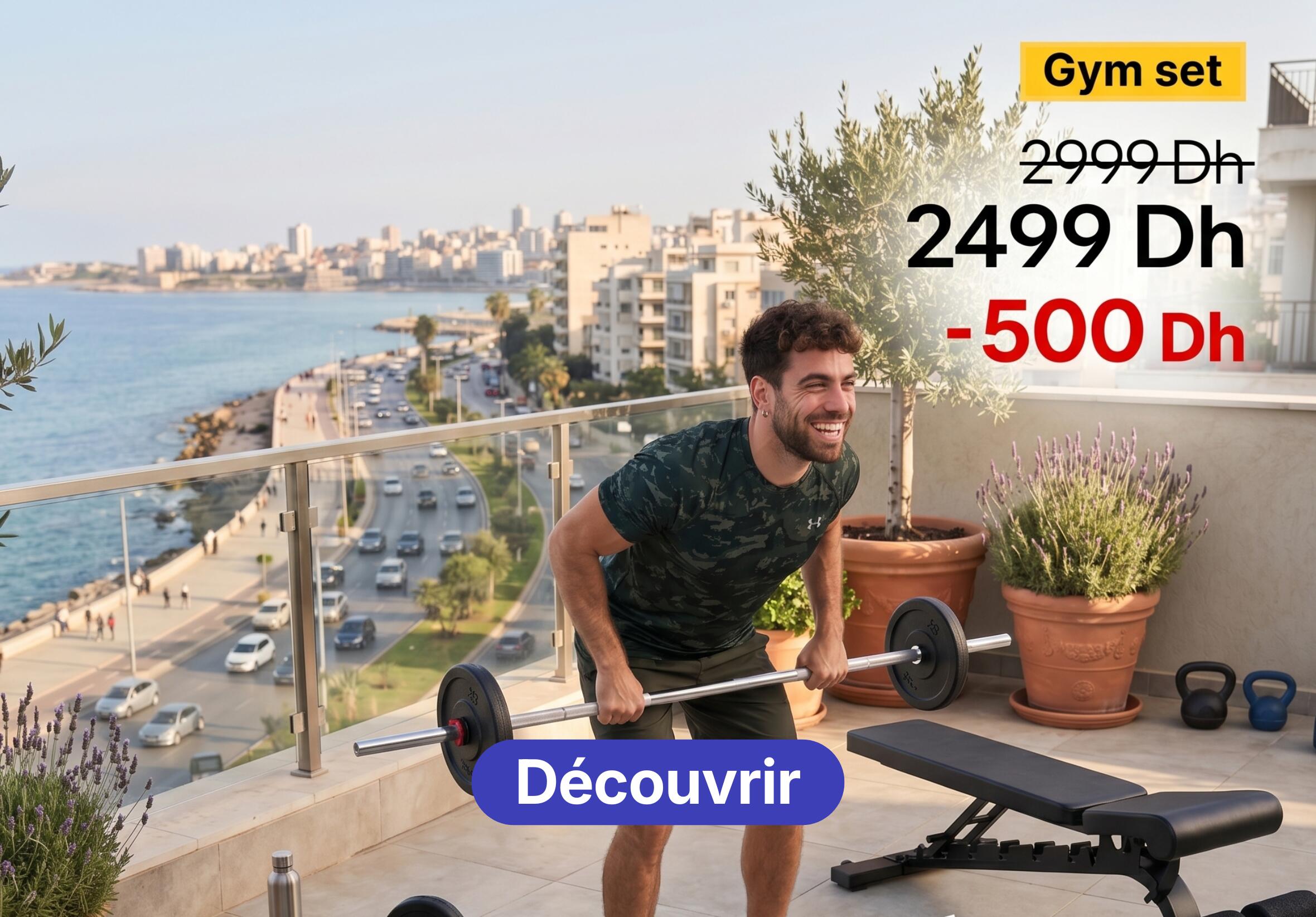 panoplie banc+ haltéres  decathlon maroc