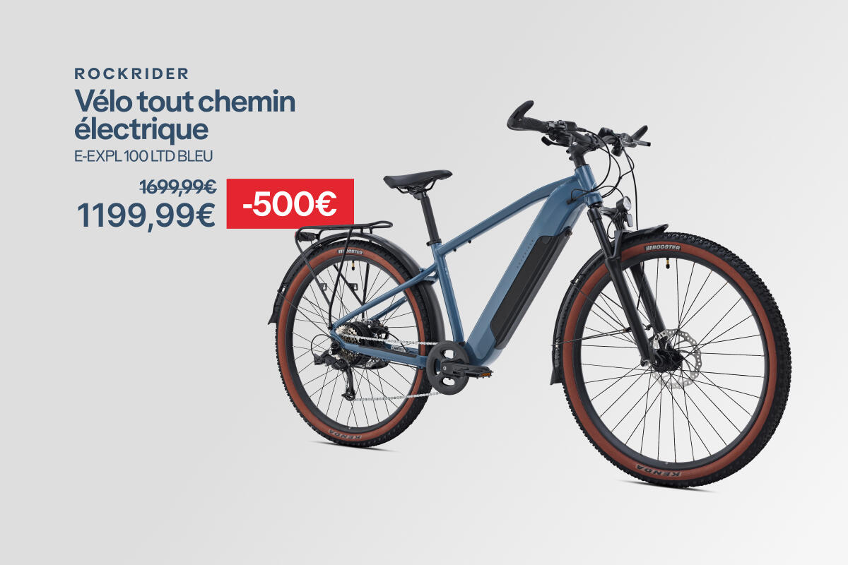 Rockrider : vélo tout chemin électrique E-expl 100 ltd bleu à -500€ soit 1199,99 au lieu de 1699,99€