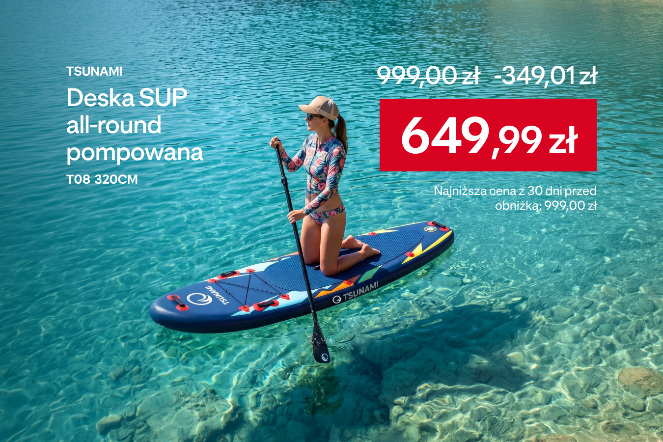 Deska SUP all-round stand up paddle pompowana do pływania TSUNAMI T08 320 cm za 649,99 zł